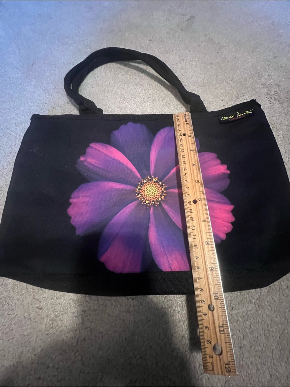 Vintage Harold Feinstein Bag with Purple-Pink Flower, in excellent condition!